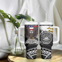 Talofa American Samoa Flag Day Tumbler With Handle Bald Eagle Polynesian Tattoo LT14 - Polynesian Pride