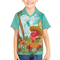 Hawaii Cinco de Mayo Family Matching Off The Shoulder Long Sleeve Dress and Hawaiian Shirt Chili Pepper Hula Girl Tropical Vibes