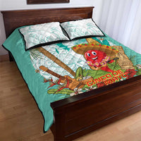 Hawaii Cinco de Mayo Quilt Bed Set Chili Pepper Hula Girl Tropical Vibes