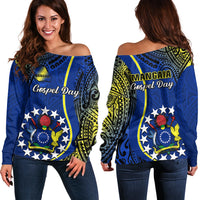 Polynesian Pride Cook Islands Off Shoulder Sweater Mangaia Gospel Day Blue Version LT14 Women Blue - Polynesian Pride