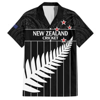 Custom New Zealand Silver Fern Cricket Hawaiian Shirt Aotearoa Maori Go Black Cap LT14 Black - Polynesian Pride
