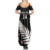 Custom New Zealand Silver Fern Cricket Summer Maxi Dress Aotearoa Maori Go Black Cap LT14 - Polynesian Pride