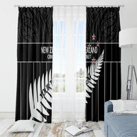 Custom New Zealand Silver Fern Cricket Window Curtain Aotearoa Maori Go Black Cap LT14 - Polynesian Pride