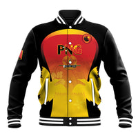 Custom Papua New Guinea Cricket Baseball Jacket 2024 Go PNG LT14 Unisex Black - Polynesian Pride
