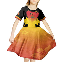 Custom Papua New Guinea Cricket Kid Short Sleeve Dress 2024 Go PNG LT14 - Polynesian Pride