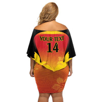 Custom Papua New Guinea Cricket Off Shoulder Short Dress 2024 Go PNG LT14 - Polynesian Pride