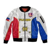 Philippines Rugby Sleeve Zip Bomber Jacket Pacific Pilipinas Go Tamaraws LT14 Unisex White - Polynesian Pride