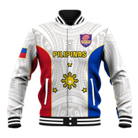 Personalised Philippines Rugby Baseball Jacket Pacific Pilipinas Go Tamaraws LT14 Unisex White - Polynesian Pride