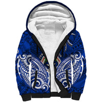 Personalised Independence Day CNMI Sherpa Hoodie Northern Mariana Islands Tribal Tattoo Pattern LT14 Unisex Blue - Polynesian Pride