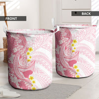 Pink Hawaii Shark Tattoo Laundry Basket Puakenikeni Lei Plumeria Polynesian Pattern LT14 - Polynesian Pride