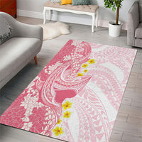 Pink Hawaii Shark Tattoo Area Rug Puakenikeni Lei Plumeria Polynesian Pattern LT14 - Polynesian Pride