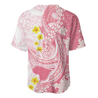 Pink Hawaii Shark Tattoo Baseball Jersey Puakenikeni Lei Plumeria Polynesian Pattern LT14 - Polynesian Pride