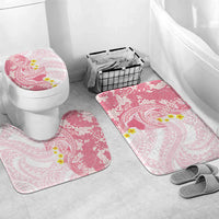 Pink Hawaii Shark Tattoo Bathroom Set Puakenikeni Lei Plumeria Polynesian Pattern LT14 Mat Set Only (3 pcs) One Size Pink - Polynesian Pride