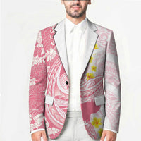 Pink Hawaii Shark Tattoo Blazer Puakenikeni Lei Plumeria Polynesian Pattern LT14 - Polynesian Pride