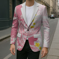 Pink Hawaii Shark Tattoo Blazer Puakenikeni Lei Plumeria Polynesian Pattern LT14 - Polynesian Pride