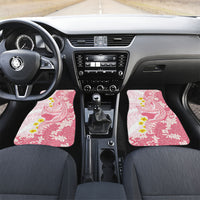Pink Hawaii Shark Tattoo Car Mats Puakenikeni Lei Plumeria Polynesian Pattern LT14 Set 2pcs - Front Pink - Polynesian Pride