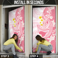 Pink Hawaii Shark Tattoo Door Cover Puakenikeni Lei Plumeria Polynesian Pattern LT14 - Polynesian Pride