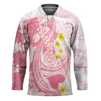 Pink Hawaii Shark Tattoo Hockey Jersey Puakenikeni Lei Plumeria Polynesian Pattern LT14 Unisex Pink - Polynesian Pride