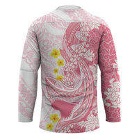 Pink Hawaii Shark Tattoo Hockey Jersey Puakenikeni Lei Plumeria Polynesian Pattern LT14 - Polynesian Pride