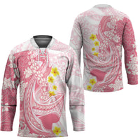 Pink Hawaii Shark Tattoo Hockey Jersey Puakenikeni Lei Plumeria Polynesian Pattern LT14 - Polynesian Pride