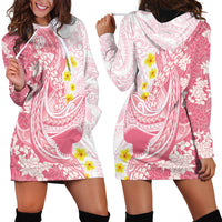 Pink Hawaii Shark Tattoo Hoodie Dress Puakenikeni Lei Plumeria Polynesian Pattern