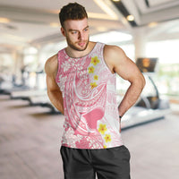 Pink Hawaii Shark Tattoo Men Tank Top Puakenikeni Lei Plumeria Polynesian Pattern LT14 Pink - Polynesian Pride