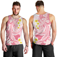 Pink Hawaii Shark Tattoo Men Tank Top Puakenikeni Lei Plumeria Polynesian Pattern LT14 - Polynesian Pride