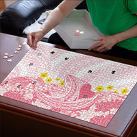 Pink Hawaii Shark Tattoo Puzzle Puakenikeni Lei Plumeria Polynesian Pattern LT14 - Polynesian Pride