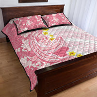 Pink Hawaii Shark Tattoo Quilt Bed Set Puakenikeni Lei Plumeria Polynesian Pattern LT14 - Polynesian Pride
