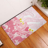 Pink Hawaii Shark Tattoo Rubber Doormat Puakenikeni Lei Plumeria Polynesian Pattern LT14 - Polynesian Pride