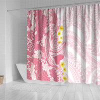 Pink Hawaii Shark Tattoo Shower Curtain Puakenikeni Lei Plumeria Polynesian Pattern LT14 - Polynesian Pride