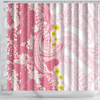 Pink Hawaii Shark Tattoo Shower Curtain Puakenikeni Lei Plumeria Polynesian Pattern LT14 - Polynesian Pride