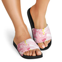 Pink Hawaii Shark Tattoo Slide Sandals Puakenikeni Lei Plumeria Polynesian Pattern LT14 - Polynesian Pride