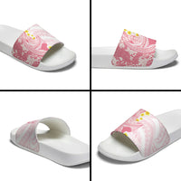 Pink Hawaii Shark Tattoo Slide Sandals Puakenikeni Lei Plumeria Polynesian Pattern LT14 - Polynesian Pride