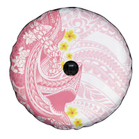 Pink Hawaii Shark Tattoo Spare Tire Cover Puakenikeni Lei Plumeria Polynesian Pattern LT14 - Polynesian Pride