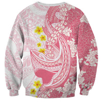 Pink Hawaii Shark Tattoo Sweatshirt Puakenikeni Lei Plumeria Polynesian Pattern LT14 - Polynesian Pride