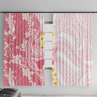 Pink Hawaii Shark Tattoo Window Curtain Puakenikeni Lei Plumeria Polynesian Pattern LT14 With Hooks Pink - Polynesian Pride