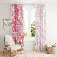 Pink Hawaii Shark Tattoo Window Curtain Puakenikeni Lei Plumeria Polynesian Pattern LT14 - Polynesian Pride