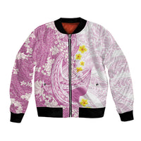Purple Hawaii Shark Tattoo Bomber Jacket Puakenikeni Lei Plumeria Polynesian Pattern LT14 Unisex Purple - Polynesian Pride