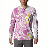 Purple Hawaii Shark Tattoo Button Sweatshirt Puakenikeni Lei Plumeria Polynesian Pattern LT14 - Polynesian Pride