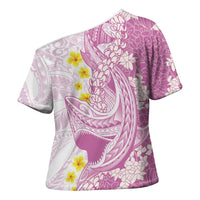 Purple Hawaii Shark Tattoo Cross Shoulder Shirt Puakenikeni Lei Plumeria Polynesian Pattern LT14 - Polynesian Pride