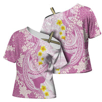 Purple Hawaii Shark Tattoo Cross Shoulder Shirt Puakenikeni Lei Plumeria Polynesian Pattern LT14 - Polynesian Pride