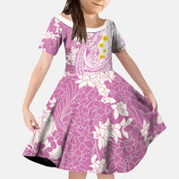 Purple Hawaii Shark Tattoo Family Matching Long Sleeve Bodycon Dress and Hawaiian Shirt Puakenikeni Lei Plumeria Polynesian Pattern