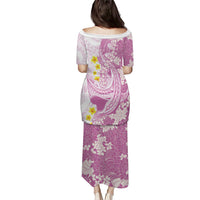 Purple Hawaii Shark Tattoo Family Matching Puletasi and Hawaiian Shirt Puakenikeni Lei Plumeria Polynesian Pattern