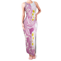 Purple Hawaii Shark Tattoo Family Matching Tank Maxi Dress and Hawaiian Shirt Puakenikeni Lei Plumeria Polynesian Pattern