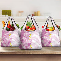 Purple Hawaii Shark Tattoo Grocery Bag Puakenikeni Lei Plumeria Polynesian Pattern LT14 3-pack One Size Purple - Polynesian Pride