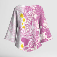 Purple Hawaii Shark Tattoo Kimono Sleeve Blouse Puakenikeni Lei Plumeria Polynesian Pattern LT14 - Polynesian Pride