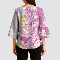 Purple Hawaii Shark Tattoo Kimono Sleeve Blouse Puakenikeni Lei Plumeria Polynesian Pattern LT14 - Polynesian Pride