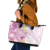 Purple Hawaii Shark Tattoo Leather Tote Bag Puakenikeni Lei Plumeria Polynesian Pattern LT14 Purple - Polynesian Pride