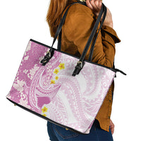 Purple Hawaii Shark Tattoo Leather Tote Bag Puakenikeni Lei Plumeria Polynesian Pattern LT14 - Polynesian Pride
